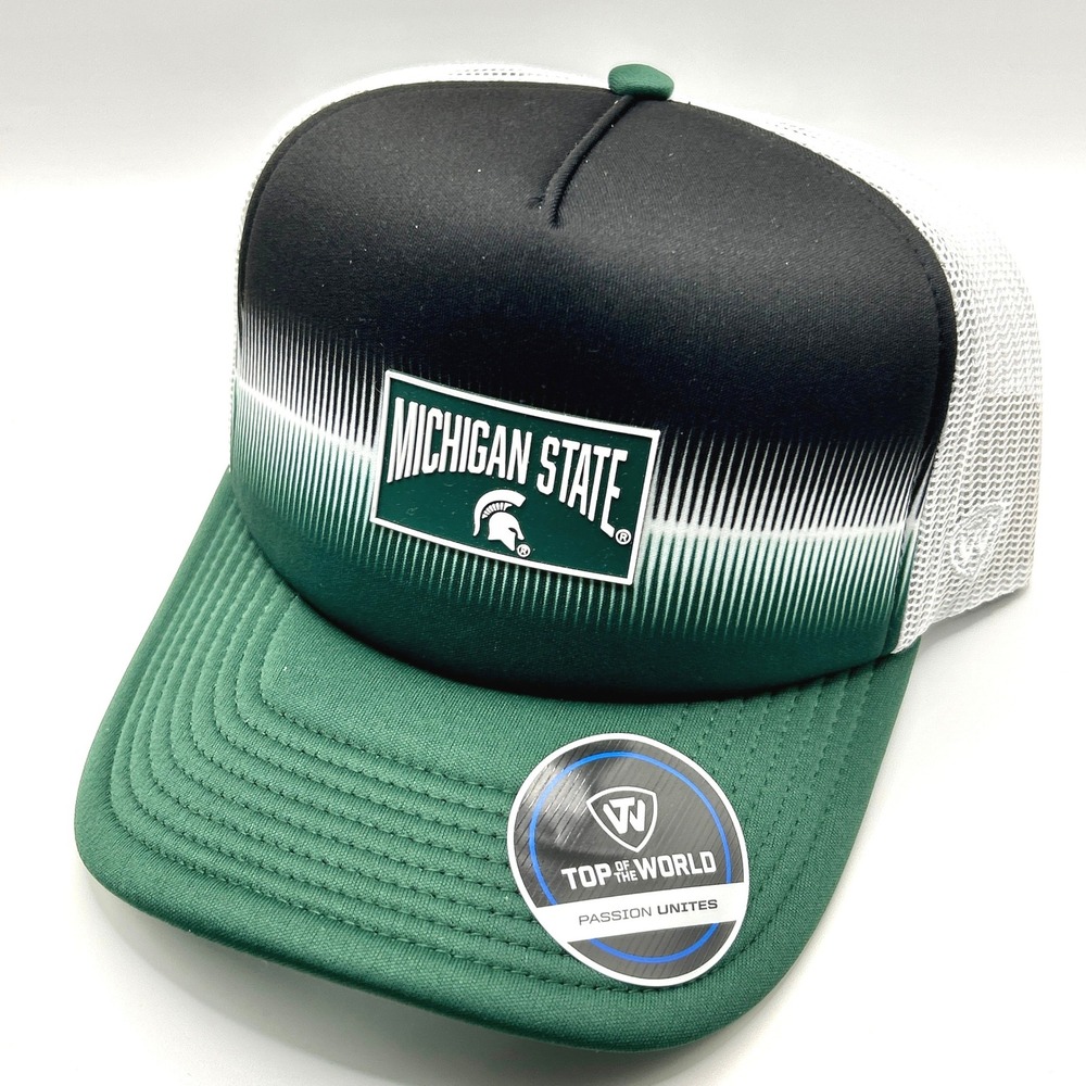 Michigan State Top of the World Hat Men OS Green White Mesh Snapback Spartans